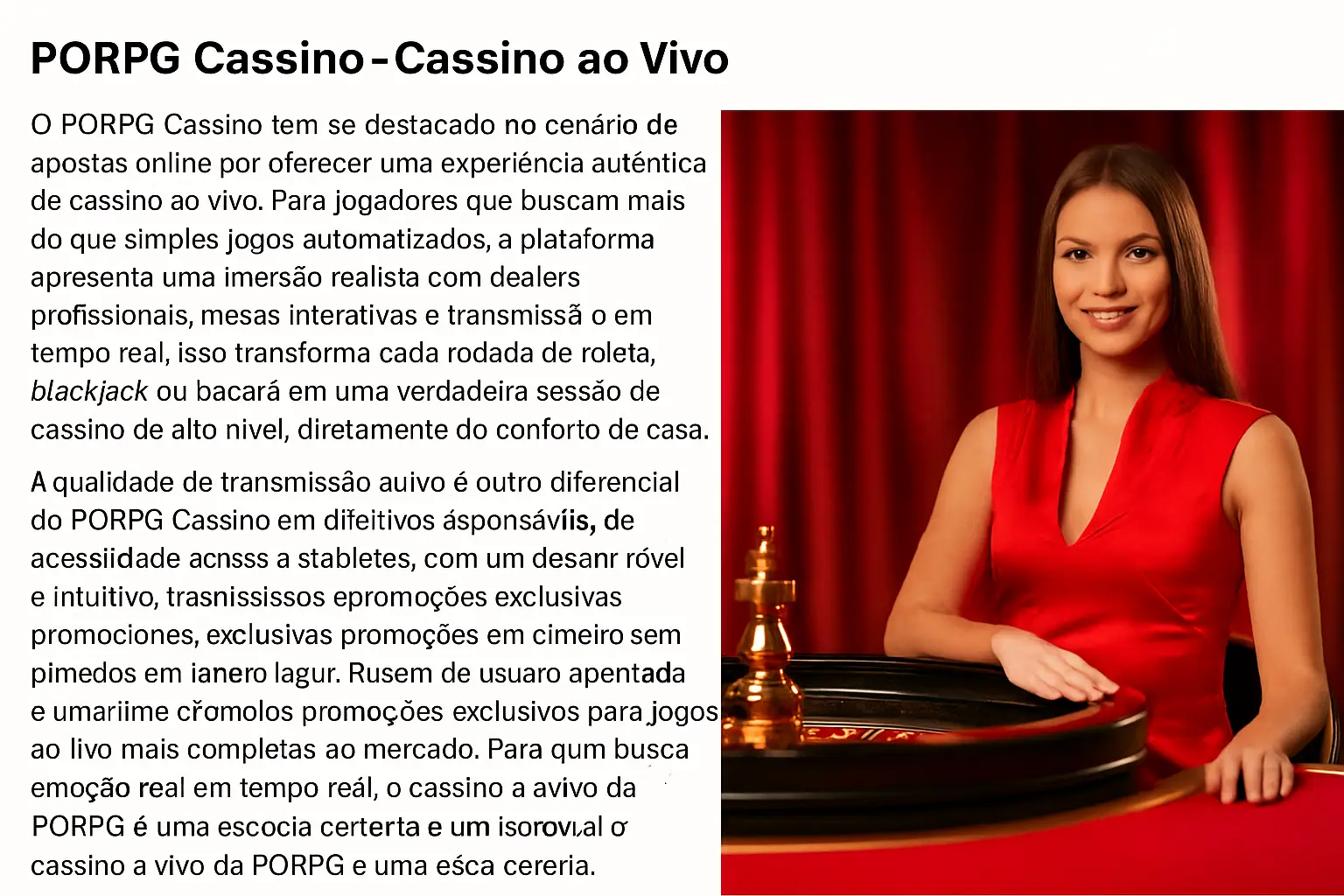 O PORPG Live Casino lança promoções regularmente